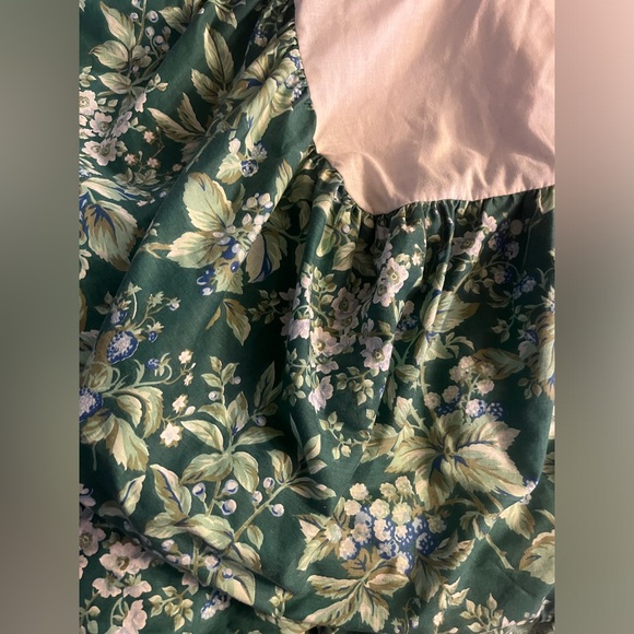 Vintage 90s Green Blue Bramble Berry Floral Laura Ashley Twin Dust Ruffle - Picture 1 of 7
